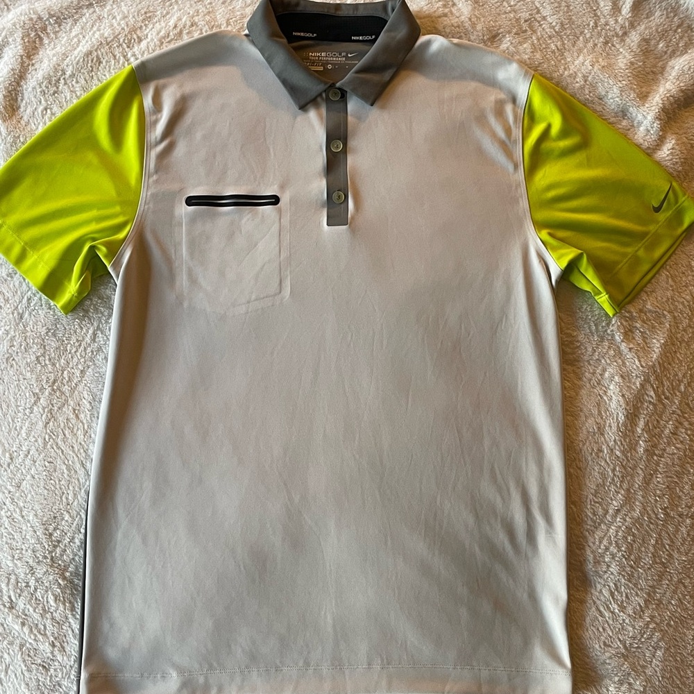 Nike Gray Polo with Neon Green Accents